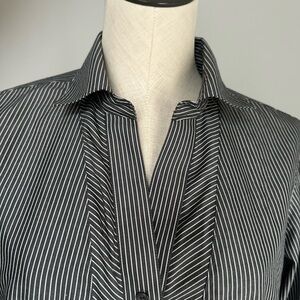 Black and White Striped Women’s Dress Shirt